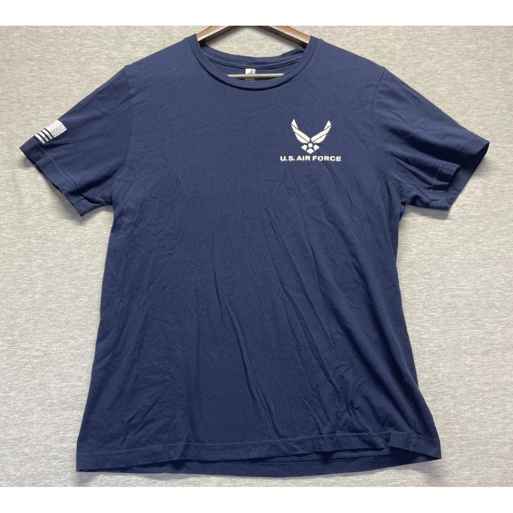 Bella + Canvas US Air Force T Shirt Men Large Navy Blue Graphic Flag Logo Cotton